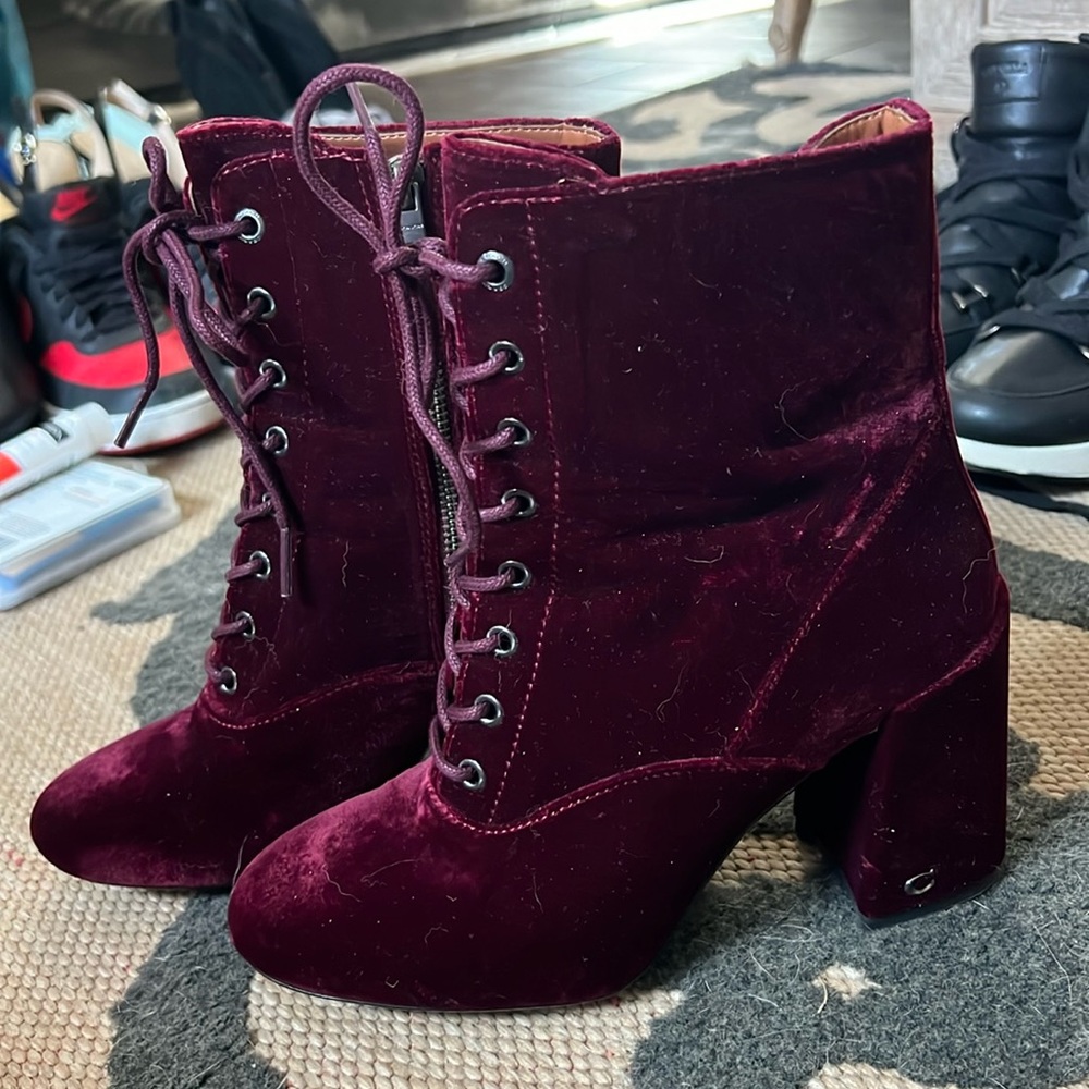 Coach velvet laced boot